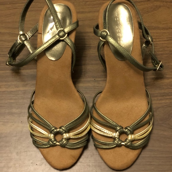 bronze sandals low heel